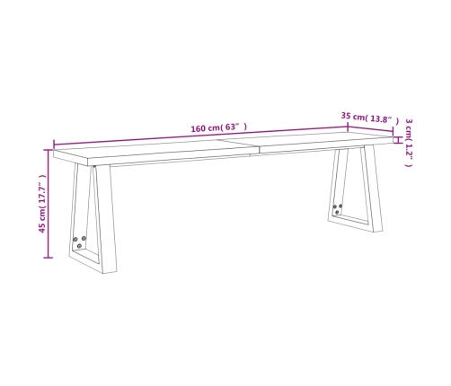 Juego de comedor con borde vivo 3 piezas madera maciza acacia