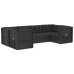 Set muebles de jardín 6 piezas y cojines ratán sintético negro