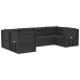 Set muebles de jardín 6 piezas y cojines ratán sintético negro