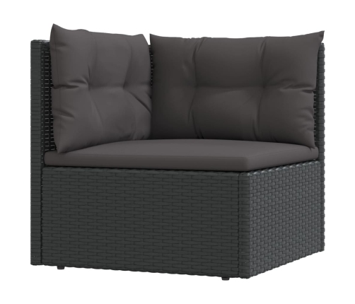 Set muebles de jardín 6 piezas y cojines ratán sintético negro
