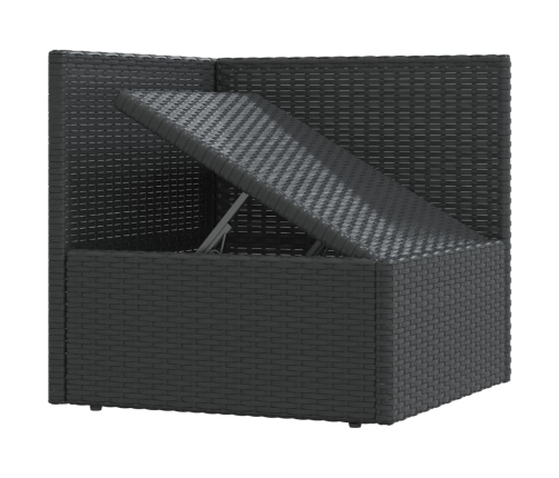 Set muebles de jardín 6 piezas y cojines ratán sintético negro