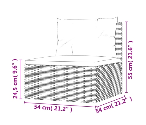 Set muebles de jardín 6 piezas y cojines ratán sintético negro