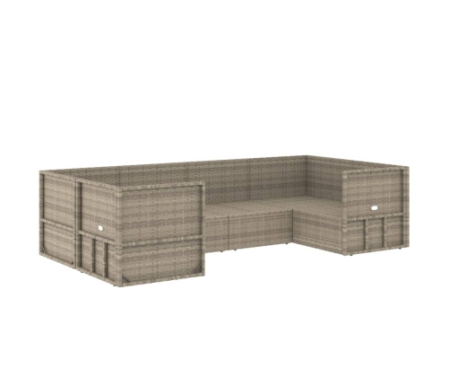 Set de muebles de jardín 6 pzas y cojines ratán sintético gris