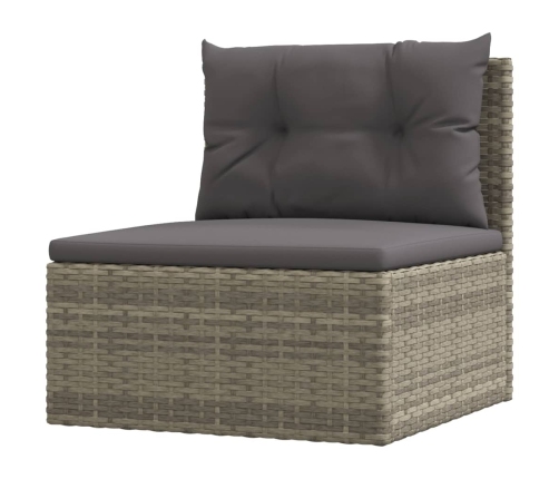 Set de muebles de jardín 6 pzas y cojines ratán sintético gris