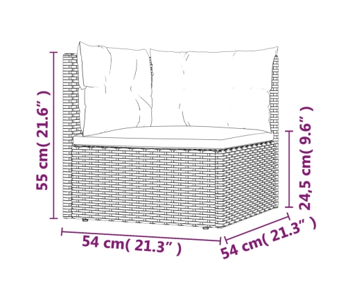 Set de muebles de jardín 6 pzas y cojines ratán sintético gris