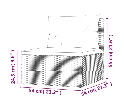Set de muebles de jardín 6 pzas y cojines ratán sintético gris