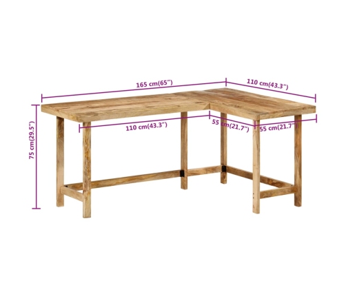 Escritorio madera maciza mango 165x110x75 cm