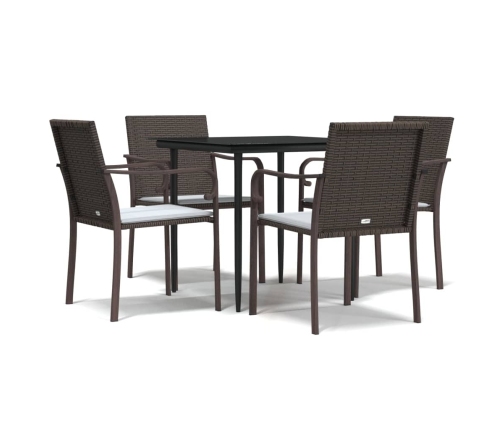 Juego comedor jardín 5 piezas y cojines ratán sintético y acero