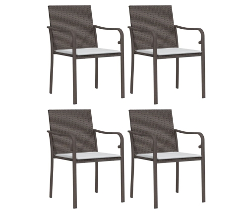 Juego comedor jardín 5 piezas y cojines ratán sintético y acero