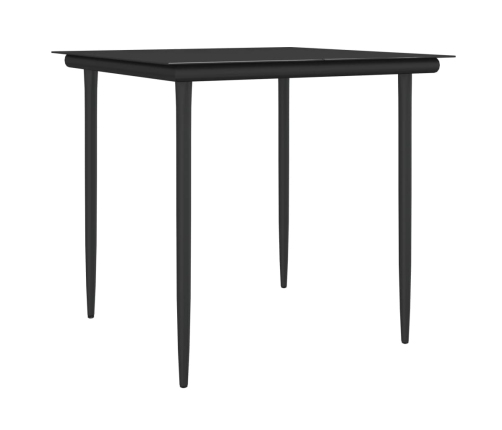 Juego comedor jardín 3 piezas y cojines ratán sintético y acero