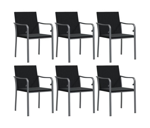 Juego comedor jardín 7 piezas y cojines ratán sintético y acero