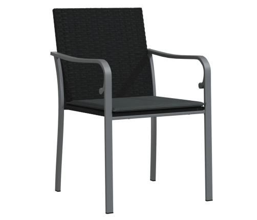Juego comedor jardín 7 piezas y cojines ratán sintético y acero