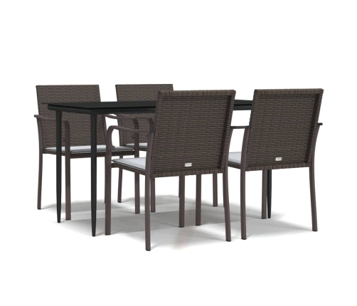 Juego comedor jardín 5 piezas y cojines ratán sintético y acero