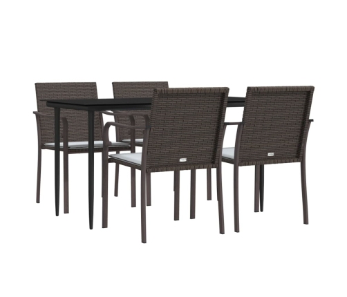 Juego comedor jardín 5 piezas y cojines ratán sintético y acero
