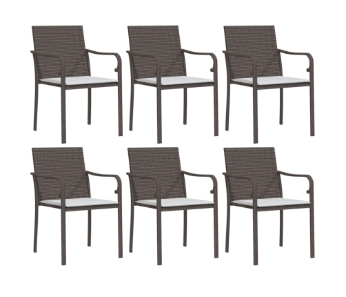 Juego comedor jardín 7 piezas y cojines ratán sintético y acero