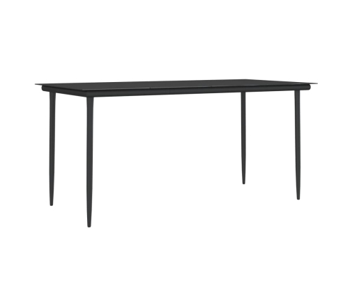 Juego comedor jardín 7 piezas y cojines ratán sintético y acero
