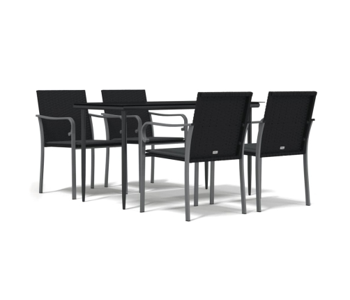 Juego comedor jardín 5 piezas y cojines ratán sintético y acero