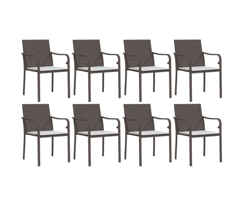 Juego comedor jardín 9 piezas y cojines ratán sintético y acero