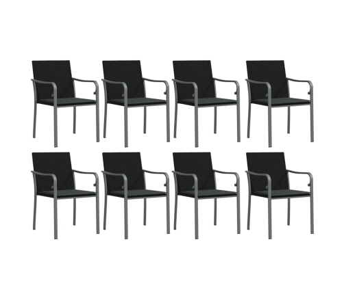 Juego comedor jardín 9 piezas y cojines ratán sintético y acero