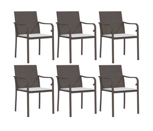 Juego comedor jardín 7 piezas y cojines ratán sintético y acero