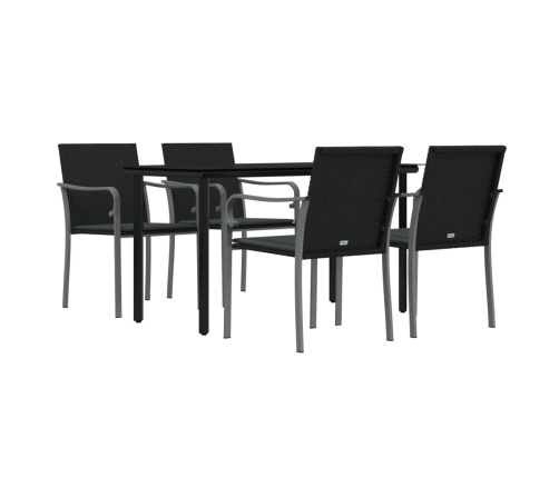Juego comedor jardín 5 piezas y cojines ratán sintético y acero