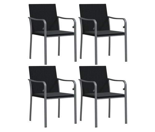 Juego comedor jardín 5 piezas y cojines ratán sintético y acero