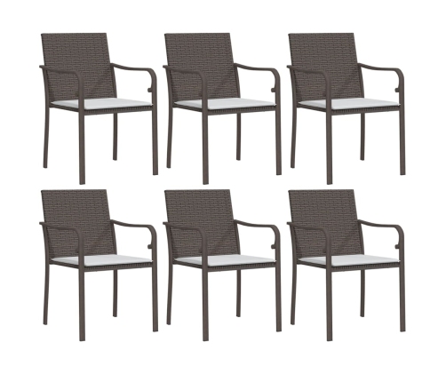 Juego comedor jardín 7 piezas y cojines ratán sintético y acero