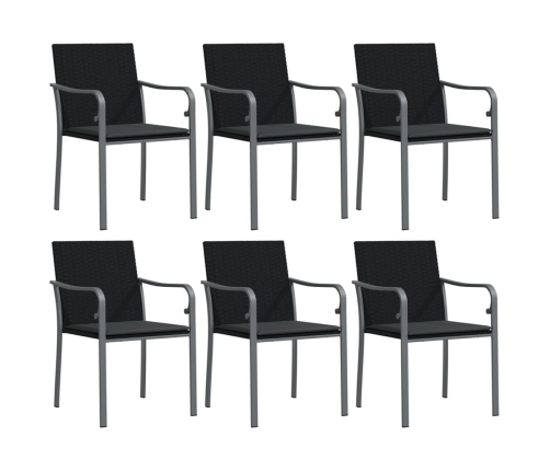 Juego comedor jardín 7 piezas y cojines ratán sintético y acero