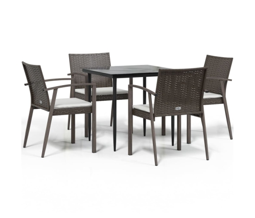 Juego comedor jardín 5 piezas y cojines ratán sintético y acero