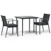 Juego comedor jardín 3 piezas y cojines ratán sintético y acero