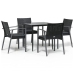 Juego comedor jardín 5 piezas y cojines ratán sintético y acero