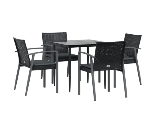 Juego comedor jardín 5 piezas y cojines ratán sintético y acero