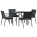 Juego comedor jardín 5 piezas y cojines ratán sintético y acero