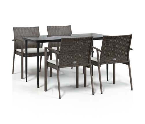 Juego comedor jardín 5 piezas y cojines ratán sintético y acero