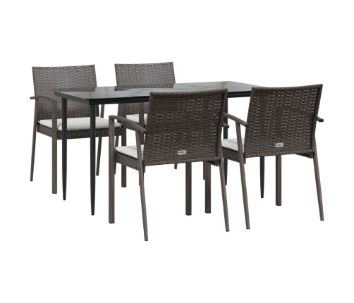 Juego comedor jardín 5 piezas y cojines ratán sintético y acero