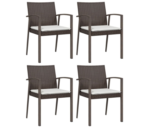 Juego comedor jardín 5 piezas y cojines ratán sintético y acero