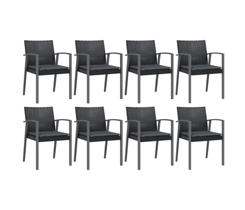 Juego comedor jardín 9 piezas y cojines ratán sintético y acero