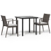 Juego comedor jardín 3 piezas y cojines ratán sintético y acero