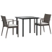 Juego comedor jardín 3 piezas y cojines ratán sintético y acero