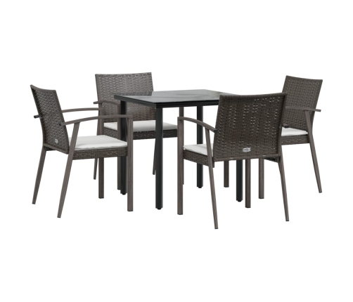 Juego comedor jardín 5 piezas y cojines ratán sintético y acero
