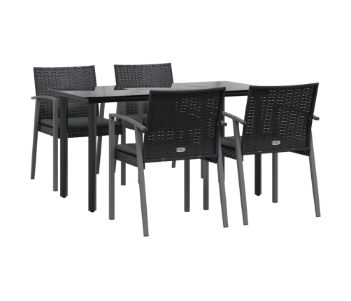 Juego comedor jardín 5 piezas y cojines ratán sintético y acero