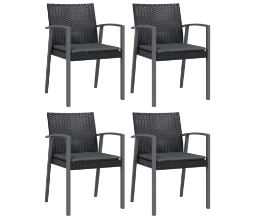 Juego comedor jardín 5 piezas y cojines ratán sintético y acero
