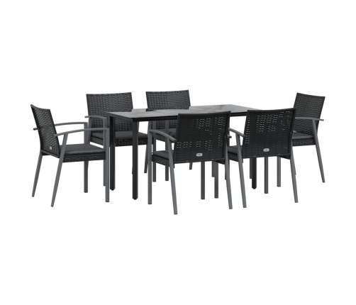 Juego comedor jardín 7 piezas y cojines ratán sintético y acero