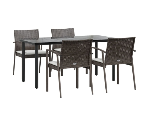 Juego comedor jardín 5 piezas y cojines ratán sintético y acero