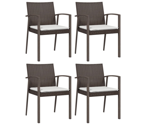 Juego comedor jardín 5 piezas y cojines ratán sintético y acero