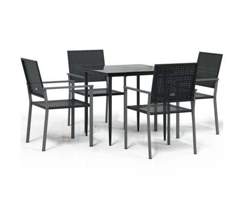 Juego de comedor para jardín 5 piezas ratán sintético y acero