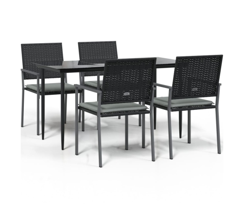 Juego comedor jardín 5 piezas y cojines ratán sintético y acero