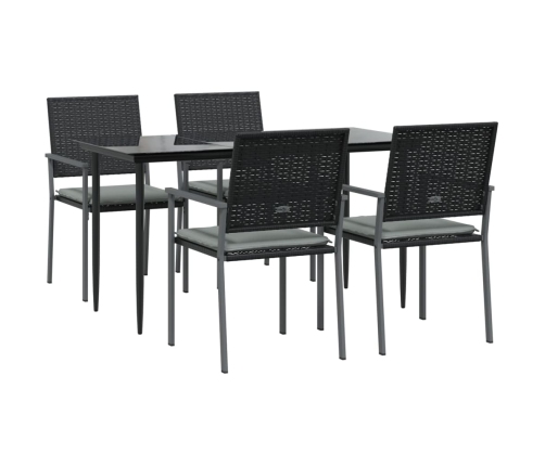 Juego comedor jardín 5 piezas y cojines ratán sintético y acero