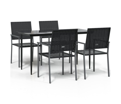 Juego de comedor para jardín 5 piezas ratán sintético y acero