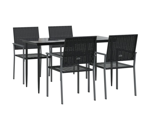 Juego de comedor para jardín 5 piezas ratán sintético y acero